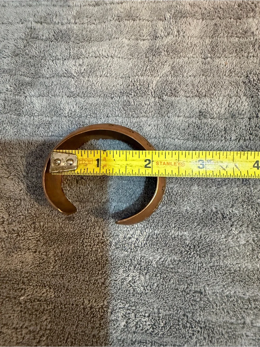 Vintage Navajo Native American Brass Cuff Bracelet Signed AT